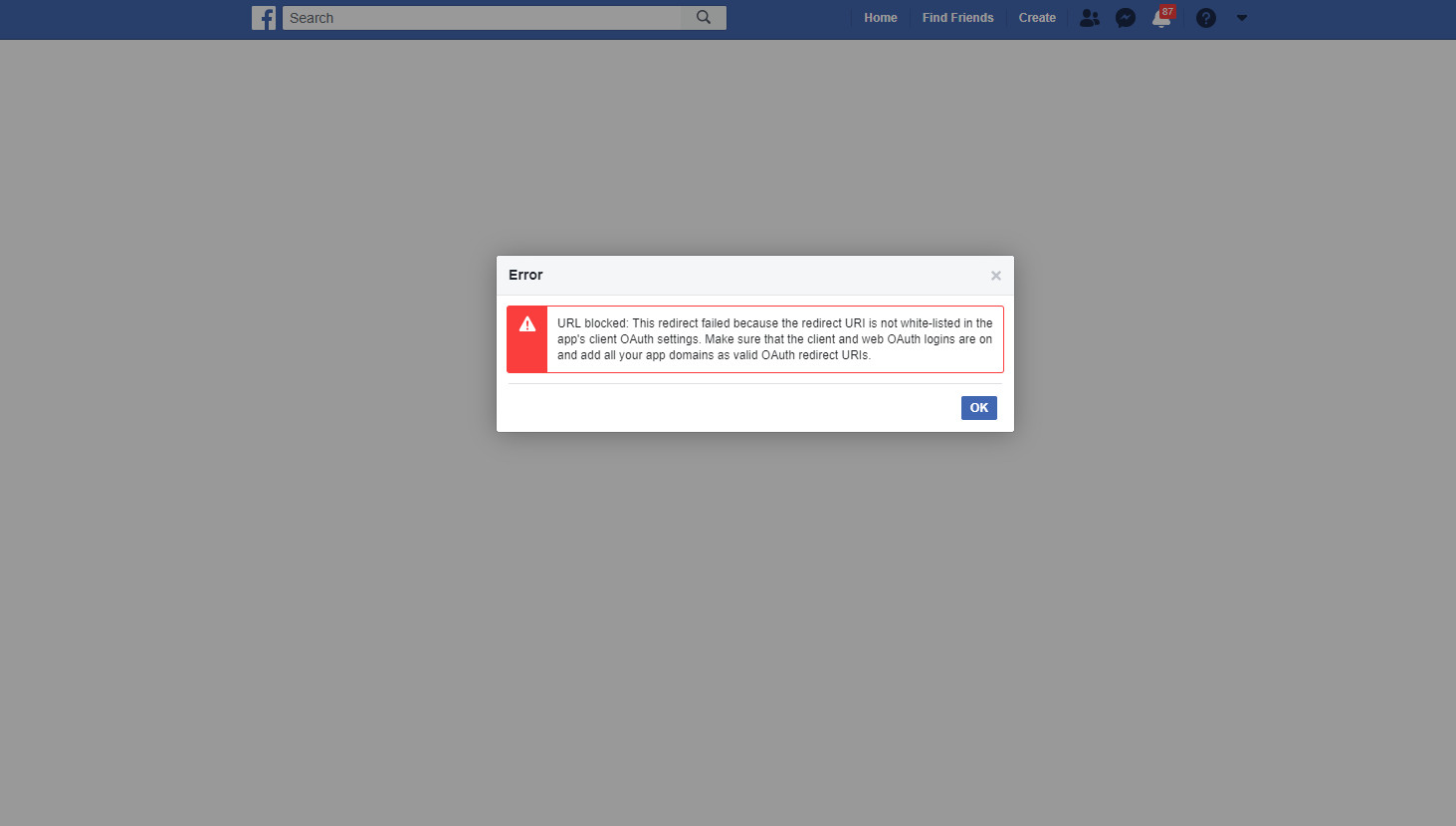 Facebook: URIs error