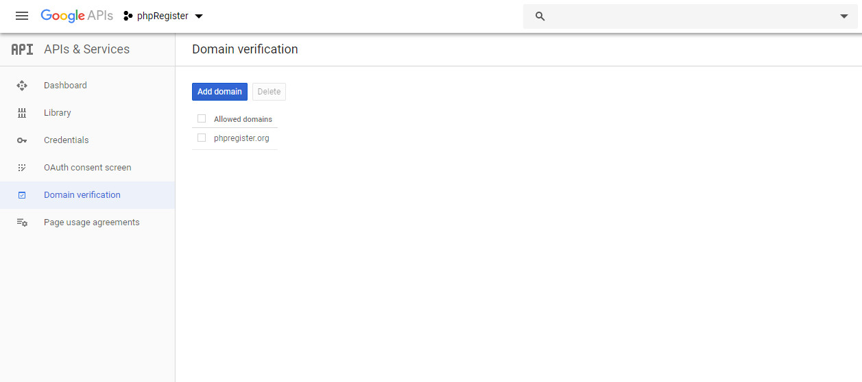 Google: OAuth domain verification
